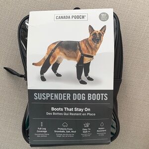 Canada Pooch Black Suspender Dog Boots size 3 (New)
